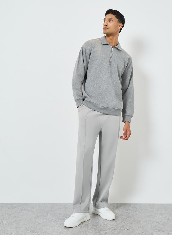 Styli Men Grey Pintuck Open Hem Relaxed Fit Joggers - Image 1